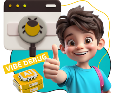 Тестирование & Vibe Debug. Охотники за багами - КИБЕРшкола программирования для детей, компьютерные курсы для школьников, начинающих и подростков - KIBERone г. Баксан