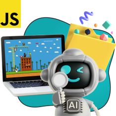 Язык программирования JavaScript + AI. Проектное обучение + геймификация + AI-помощники - КИБЕРшкола программирования для детей, компьютерные курсы для школьников, начинающих и подростков - KIBERone г. Баксан